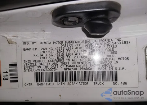2009 Toyota Tacoma Double Cab Long Bed from USA, damaged, VIN 5TEMU52N89Z620734